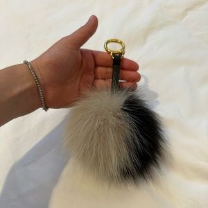 Fendi black and tan Pom Pom Charm